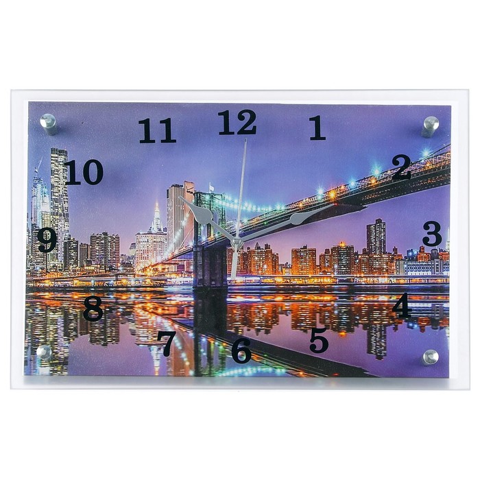 часы картина настенные серия город бруклинский мост плавный ход 57 х 35 х 4 см Часы настенные, серия: Город, Бруклинский мост, 25 х 35 см, плавный ход