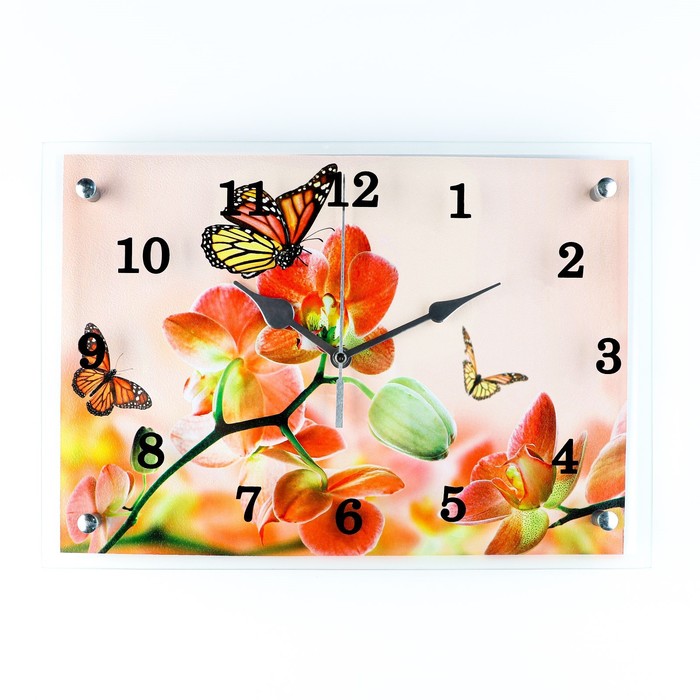 Часы-картина настенные, серия: Цветы, Орхидеи и бабочки, 25 х 35 см часы картина настенные серия цветы орхидеи на камнях 40 х 76 см