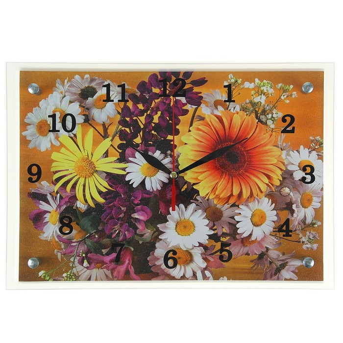 Часы настенные прямоугольные "Полевые цветы", 25х35 см микс