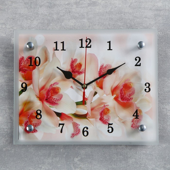 Часы настенные, серия Цветы, Орхидея, 20х25 см, микс