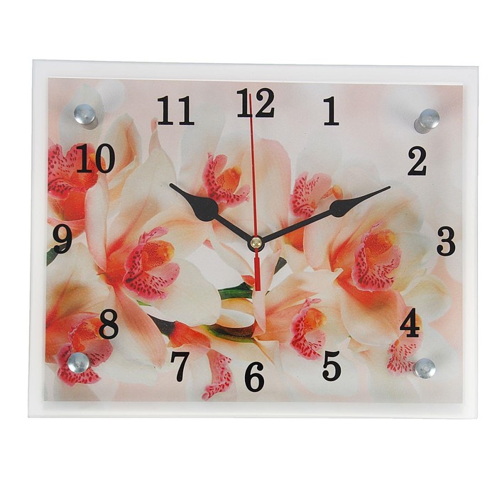 часы настенные серия цветы сирень в вазе 20х25 см микс 1639424 Часы настенные, серия: Цветы, Орхидея, 20х25 см