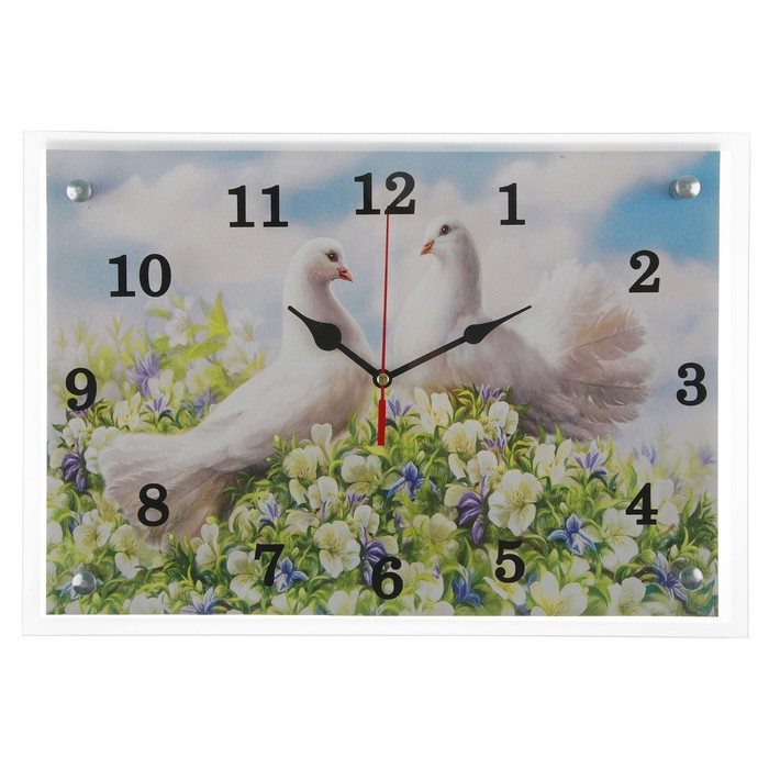 Часы-картина настенные, серия: Животный мир, Пара голубей, 25 х 35 см