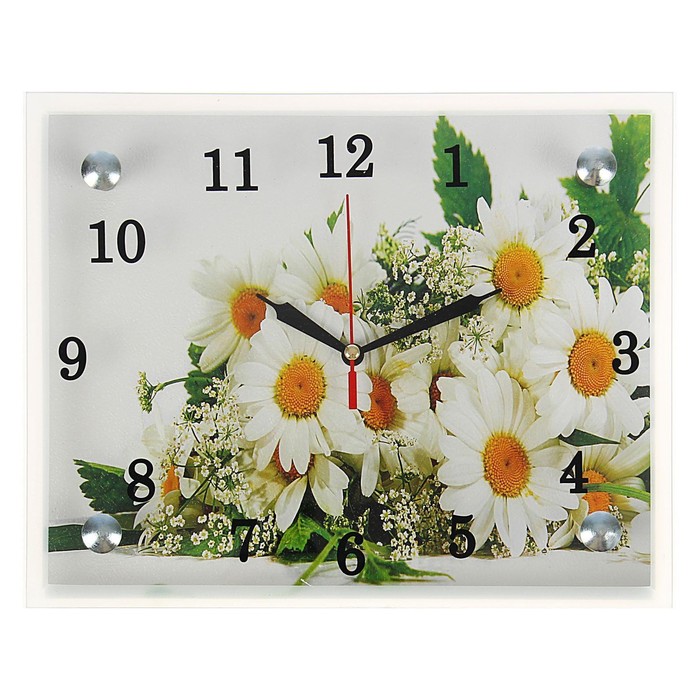 цена Часы-картина настенные, серия: Цветы, Ромашки, 20х25 см