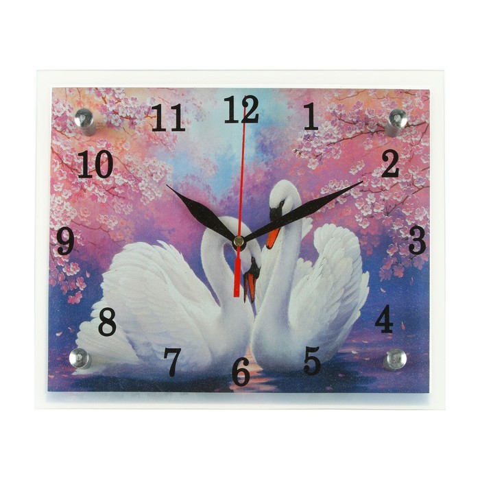 цена Часы настенные, серия: Животный мир, Лебеди, 20х25 см