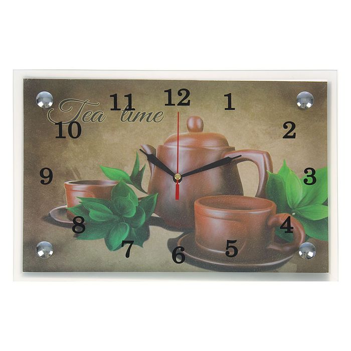 Часы настенные прямоугольные "Чайный набор "Tea Time", 20х30 см микс