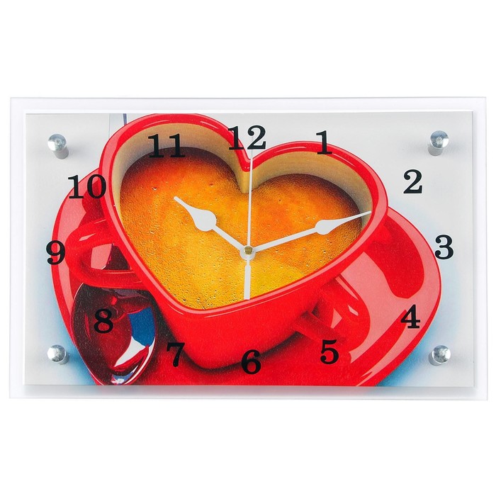 Часы-картина настенные, серия: Кухня, Чашка кофе сердце, 20х30 см