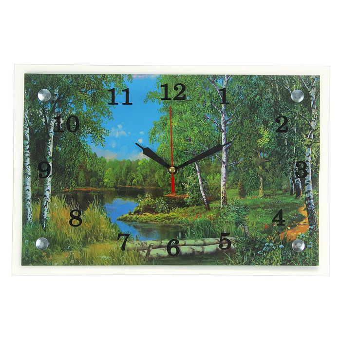 Часы настенные прямоугольные "Лес и река", 20х30 см микс