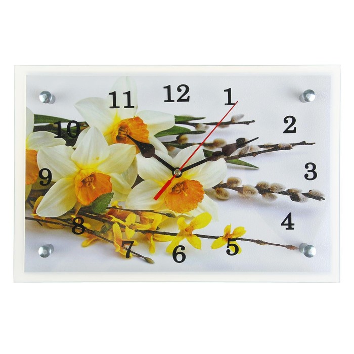 Часы настенные, серия: Цветы, Первые цветы, 20х30 см