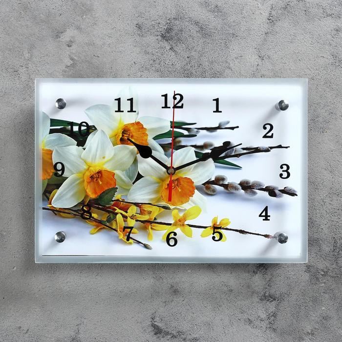 Часы настенные, серия Цветы, Первые цветы, 20х30 см