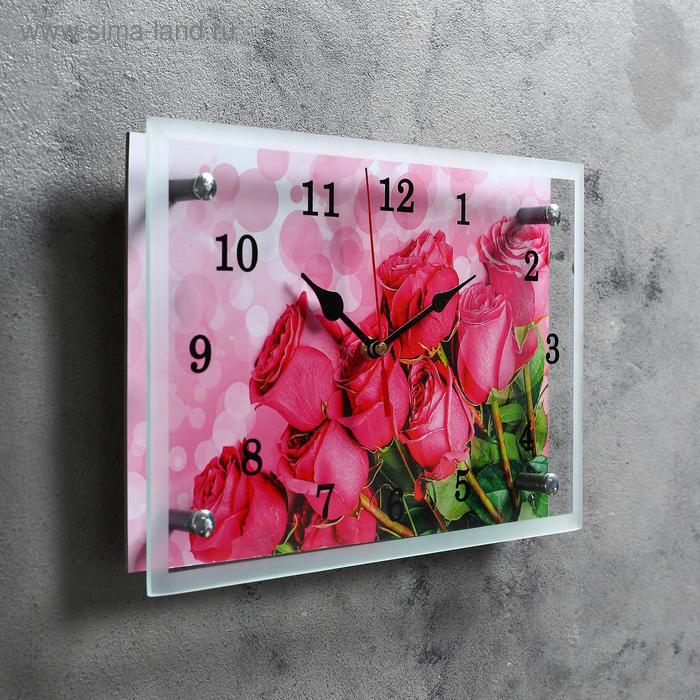 фото Часы настенные, серия: цветы, "розовые розы", 20х30 см сюжет