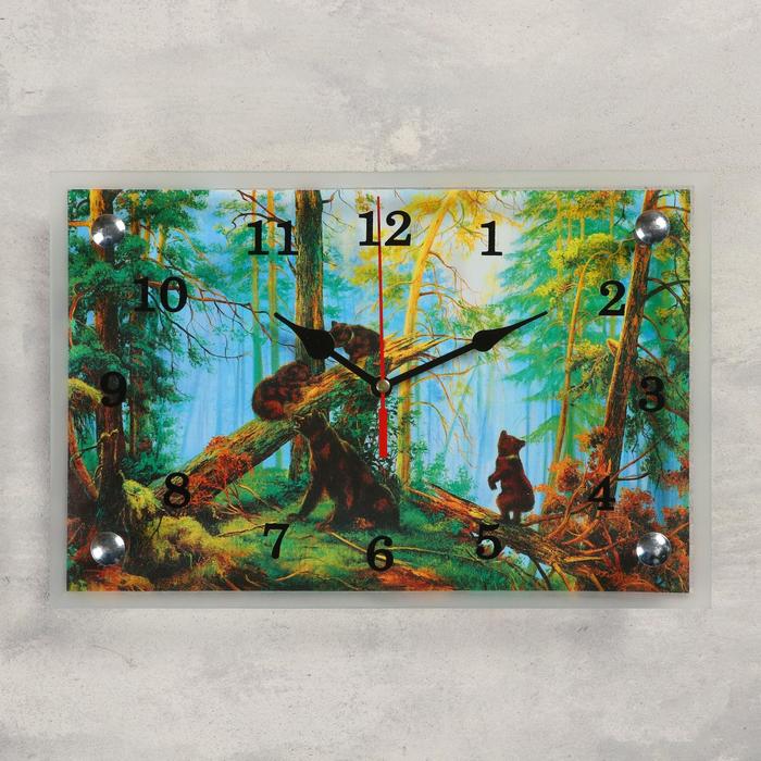 Часы настенные, серия Животный мир, Медведи в лесу, 20х30 см, микс
