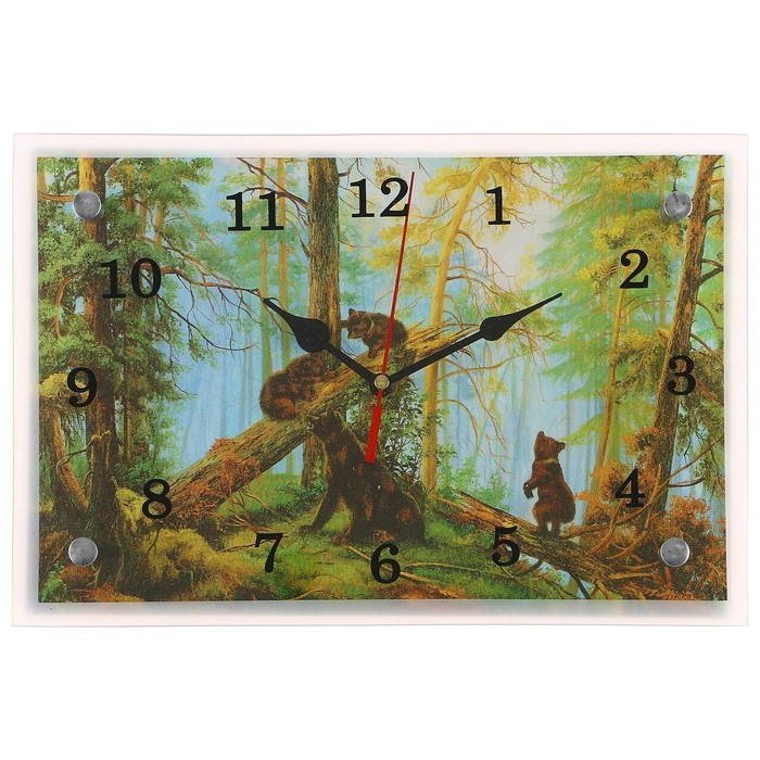 фото Часы настенные, серия: животный мир, "медведи в лесу", 20х30 см, микс сюжет