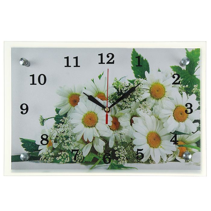 Часы настенные прямоугольные "Ромашки", 20х30 см микс