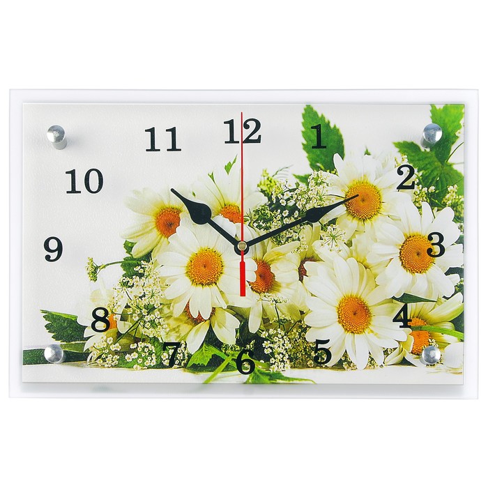 Часы настенные прямоугольные "Ромашки", 20х30 см микс