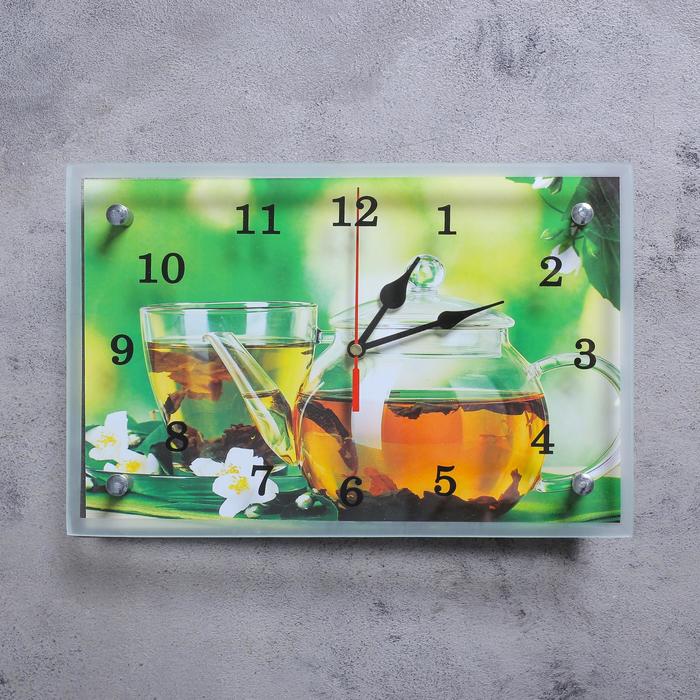 Часы-картина настенные, серия: Кухня, Чайничек чая, 20х30 см