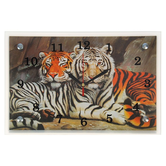 Часы-картина настенные, серия: Животный мир, Тигры, 20х30 см