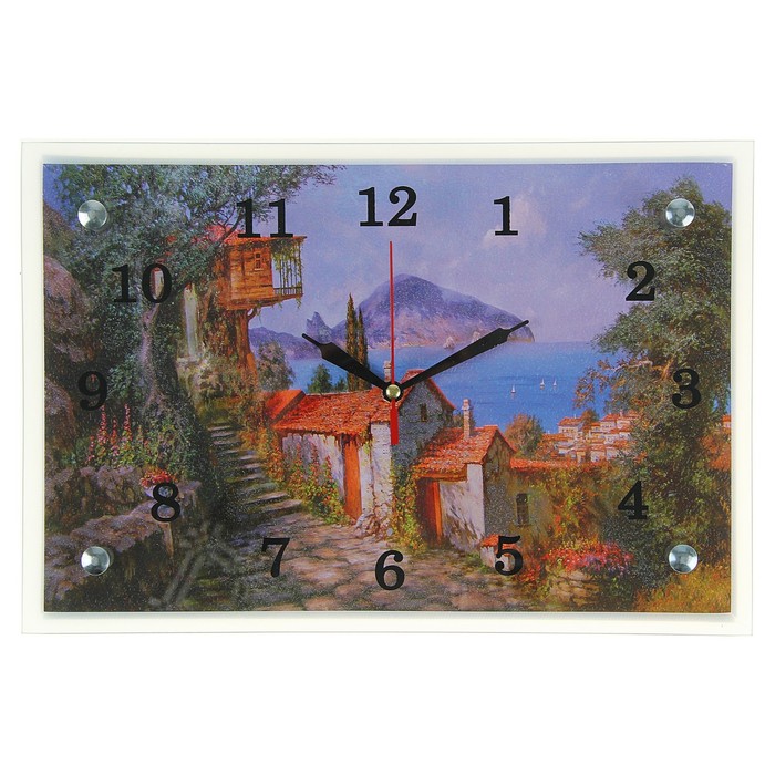 Часы настенные прямоугольные "Дом у моря", 20х30 см микс