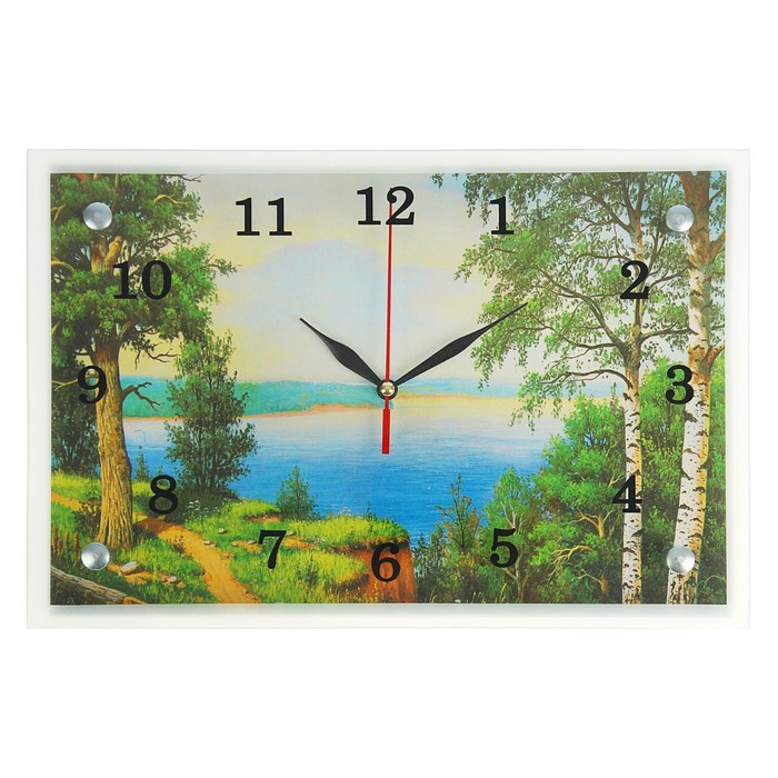 Часы настенные прямоугольные "Озеро", 20х30 см микс