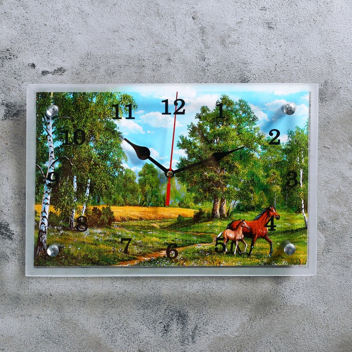 Часы настенные прямоугольные "Лес ", 20х30 см микс