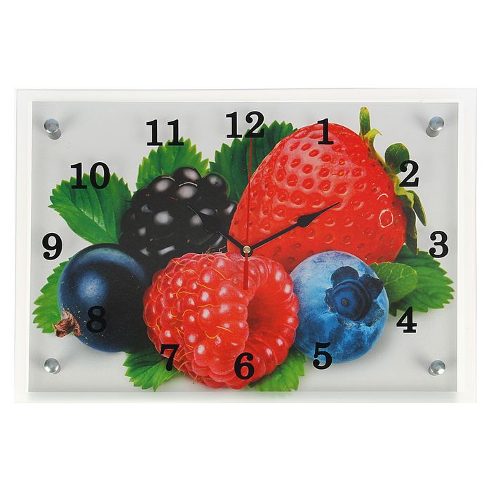 Часы настенные прямоугольные "Лесные ягоды", 25х35 см микс