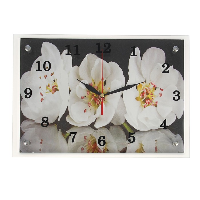 Часы настенные прямоугольные "Цветы", 25х35 см микс