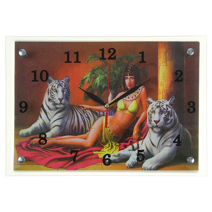 Часы настенные прямоугольные "Царица с тиграми", 25х35 см