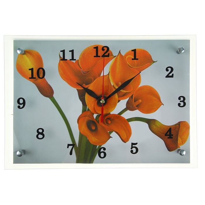 Часы настенные прямоугольные "Оранжевые каллы", 25х35 см