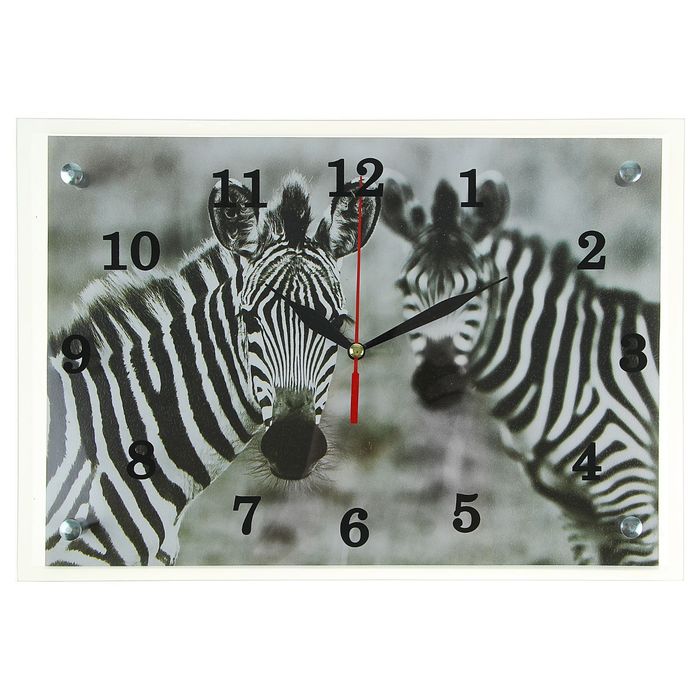 Часы настенные прямоугольные "Зебры", 25х35 см микс