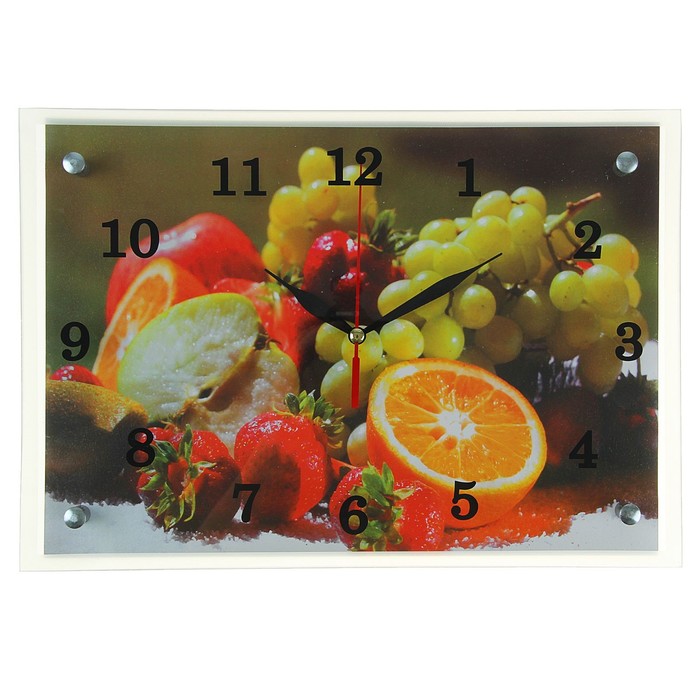 Часы настенные прямоугольные "Фрукты и ягоды", 25х35 см микс