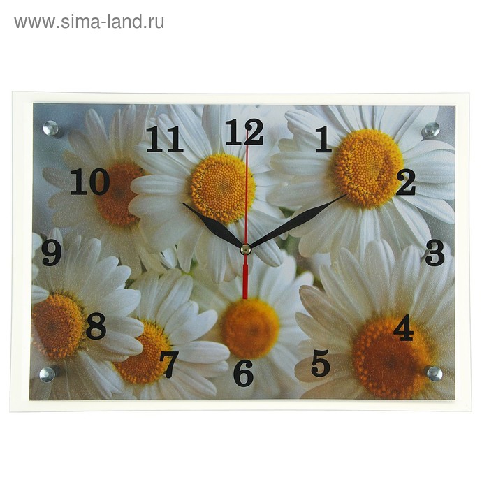 Часы-картина настенные, серия: Цветы, Ромашки, 25 х 35 см часы настенные серия цветы розовые орхидеи с узором 25 х 35 см