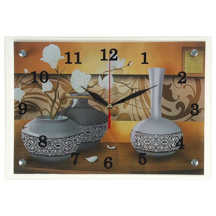 Часы настенные прямоугольные "Вазы", 25х35 см микс