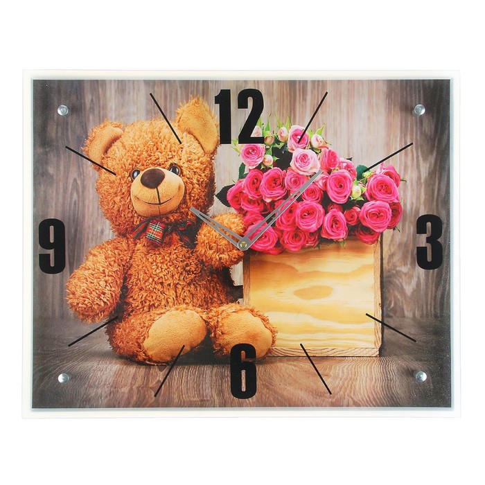 Часы настенные прямоугольные "Плюшевый мишка", 40х50 см микс