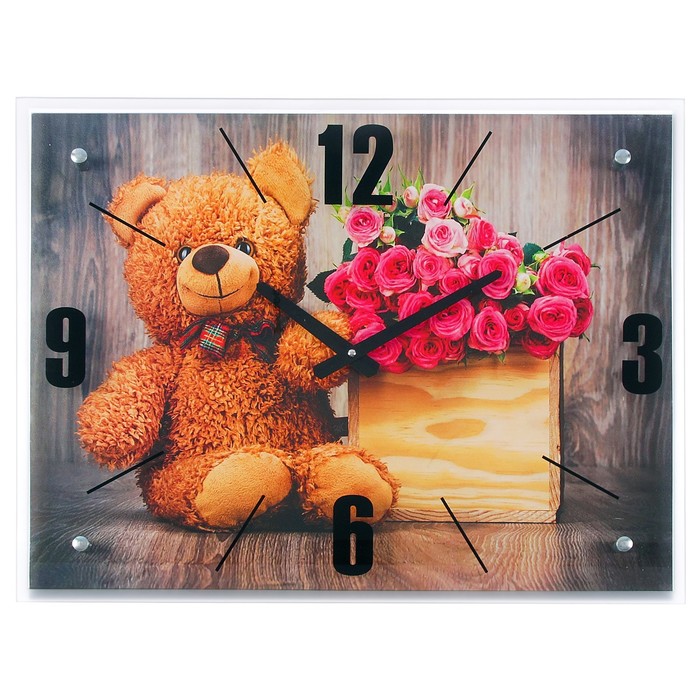 Часы настенные прямоугольные "Плюшевый мишка", 40х50 см микс