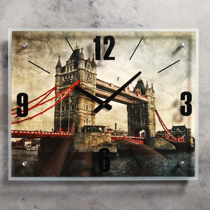 Часы настенные прямоугольные "Тауэрский мост", 40х50 см  микс
