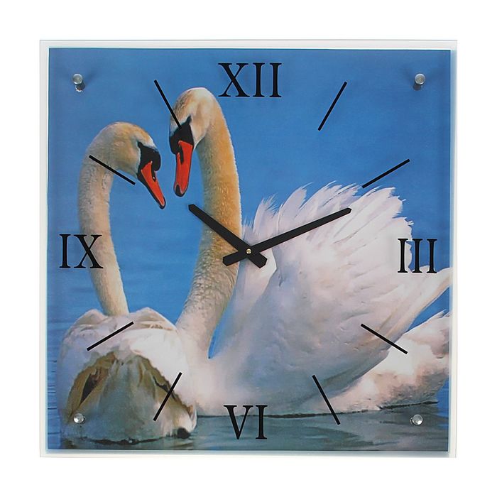 Часы настенные прямоугольные "Лебеди на пруду", 50х50 см микс