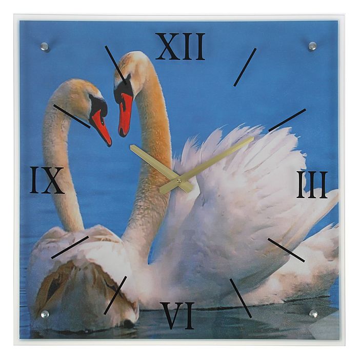 Часы настенные прямоугольные "Лебеди на пруду", 50х50 см микс