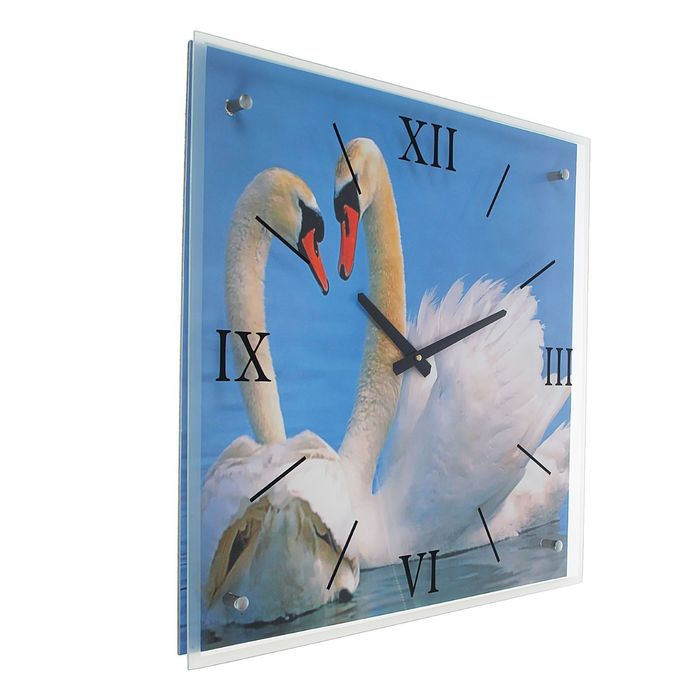 Часы настенные прямоугольные "Лебеди на пруду", 50х50 см микс