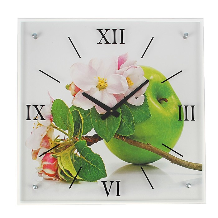 Часы настенные прямоугольные "Зеленое яблоко", 50х50 см  микс