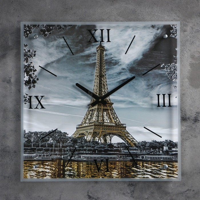 Часы настенные, серия: Город, "Эйфелева башня, 50х50 см, микс