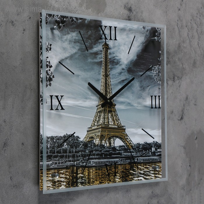 фото Часы-картина настенные, серия: город, "эйфелева башня, 50х50 см сюжет