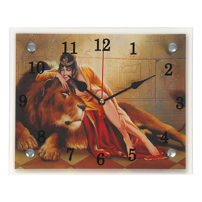 Часы настенные прямоугольные "Царица со львом", 20х25 см микс