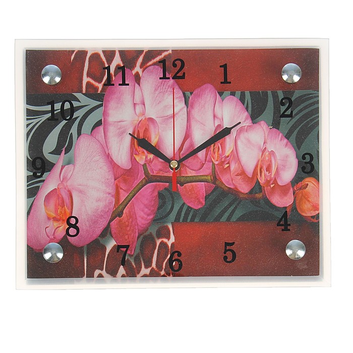 Часы настенные прямоугольные "Орхидея розовая", 20х25 см микс