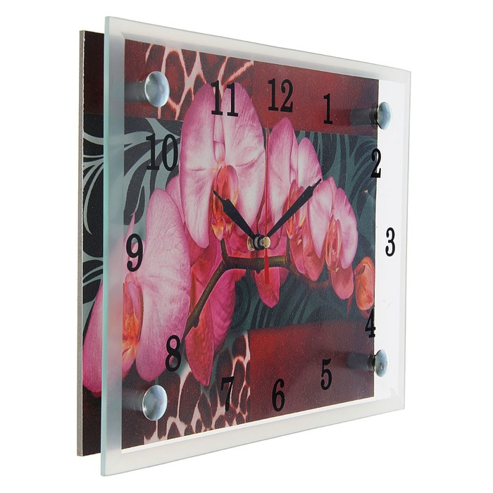 Часы настенные прямоугольные "Орхидея розовая", 20х25 см микс