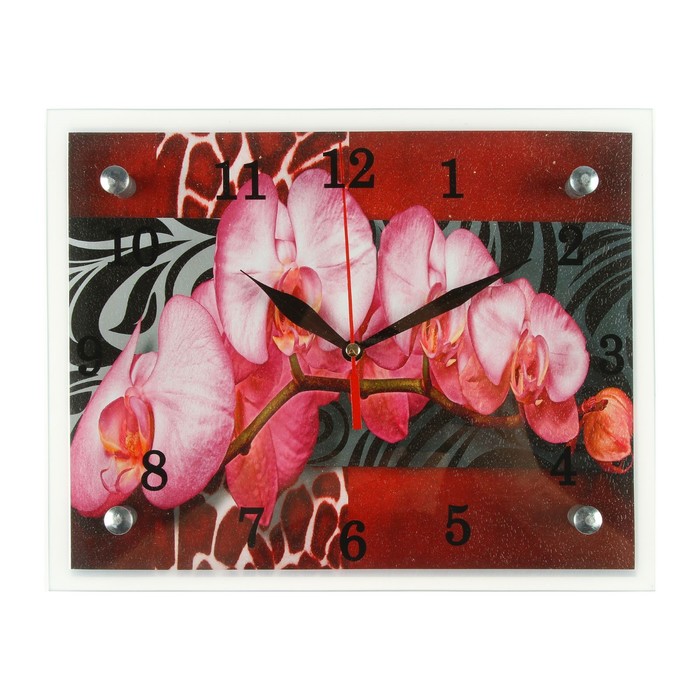 Часы настенные прямоугольные "Орхидея розовая", 20х25 см микс