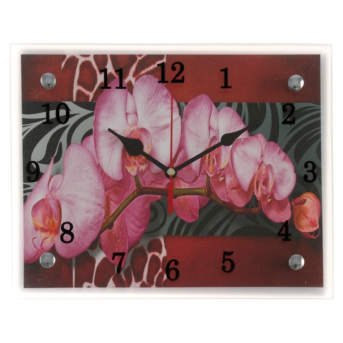 Часы настенные прямоугольные "Орхидея розовая", 20х25 см микс
