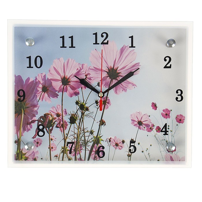 часы настенные серия цветы сирень в вазе 20х25 см микс 1639424 Часы-картина настенные, серия: Цветы, Сиреневые цветы, 20х25 см