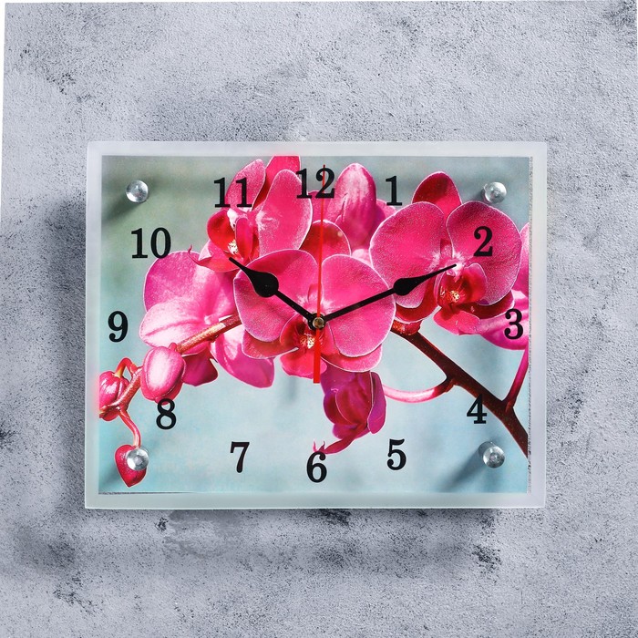 Часы настенные, серия Цветы, Розовая орхидея, 20х25 см, микс