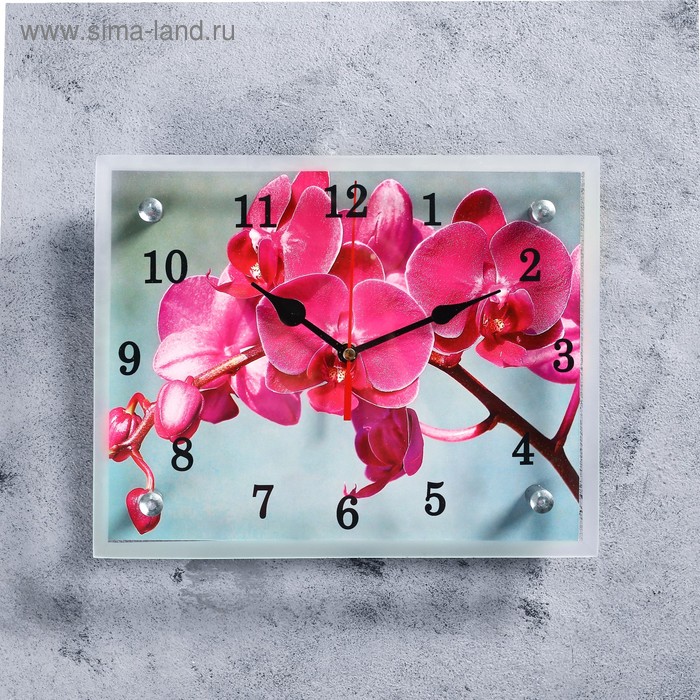 Часы-картина настенные, серия: Цветы, Розовая орхидея, 20 х 25 см