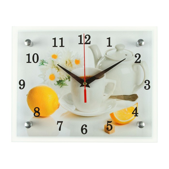 Часы настенные, серия: Кухня, Чайная церемония и лимон, 20х25 см