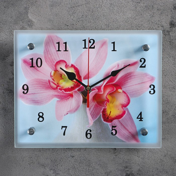 Часы настенные, серия Цветы, Цветы в вазе, дискретный ход, 20х25 см, микс